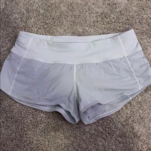 White Lululemon Speed-Up Shorts